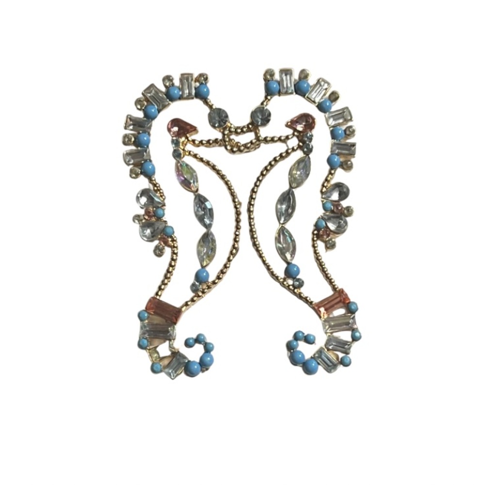 Seahorse Blue and Gold Earrings